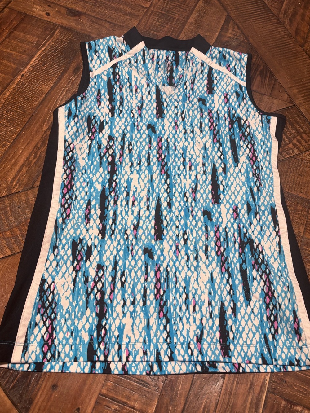Tail White Label Golf Sleeveless Blue Patterned Women's Top XS